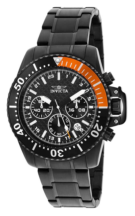 Invicta Watches, Men's Pro Diver Chronograph Black Textured Dial Black ...