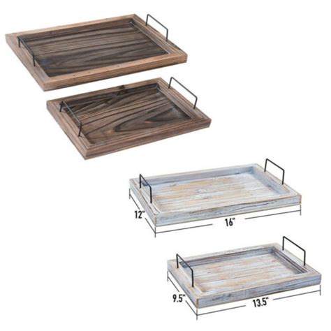 Wooden Serving Tray Sets with Metal Handles Vintage India | Ubuy