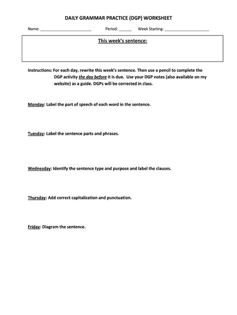 Daily Grammar Practice Worksheet - Fill Out, Sign & Share Online ...
