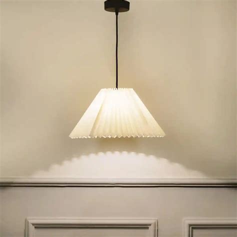 Designer Solid Soft Pleated Shade Pendant Light With Off White Cotton ...