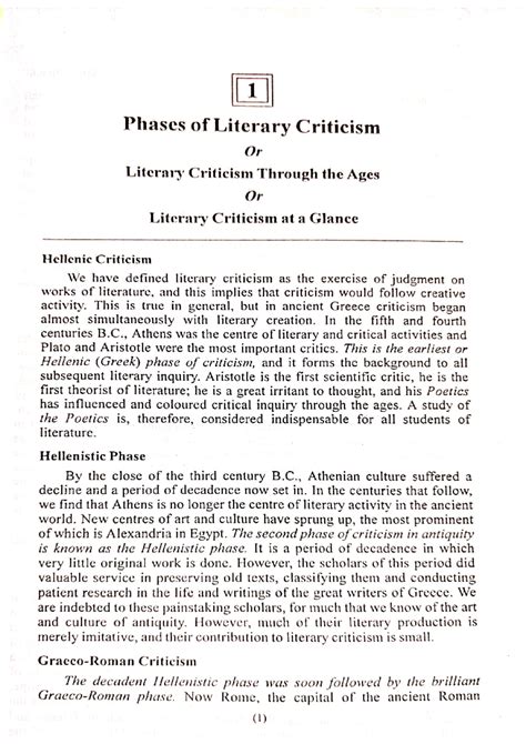 Phases of literary criticism - M A English Language and Literature ...