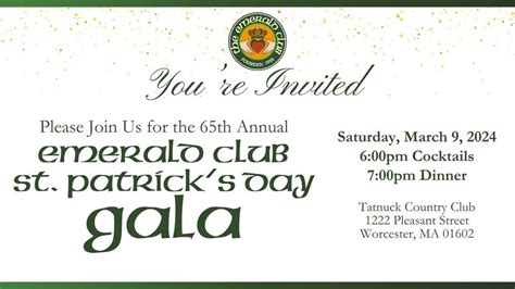 65th Annual Emerald Club Gala, Tatnuck Country Club, Worcester, March 9 ...