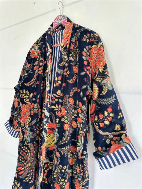 Buy Gift for Her Cotton Velvet Gawon Bath Robe Handmade Boho Christmas ...