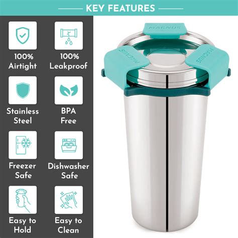 Buy Magnus Stainless Steel Revlock Glass Glossy (500 ml) |Leak-Proof ...