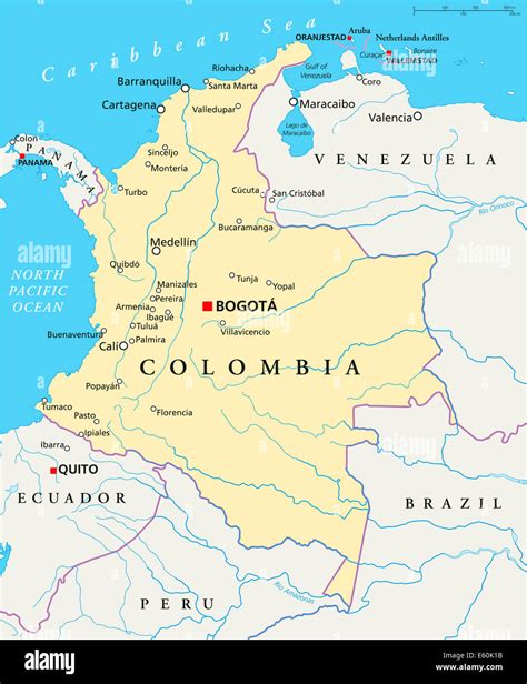 Colombia Political Map Stock Photo - Alamy