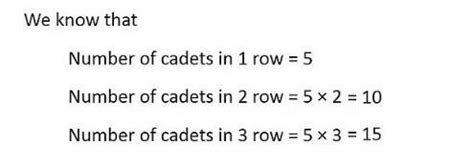 Cadets are marching in a parade There are 5 cadets in a row. what is ...