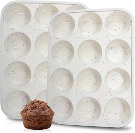 Amazon.com: CAKETIME Silicone Muffin Pan, Metal Reinforced Frame ...