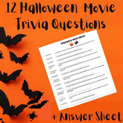 Halloween Trivia Questions Halloween Movie Trivia Sheet for Halloween Parties instant Download ...