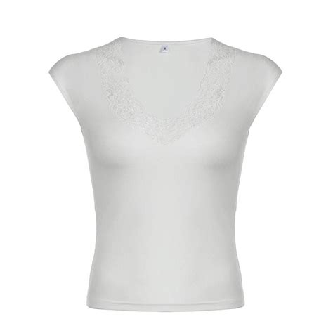 V neck cap sleeve lace hem top – Uncut-Trends