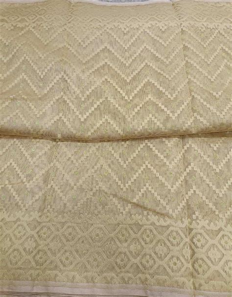 Beige on Beige, cotton by resham, soft Dhakai Jamdani – Balaram Saha