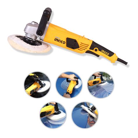 BUY Ingco 1400W Angle Polisher Machine | 180mm Rubber backing and wool ...