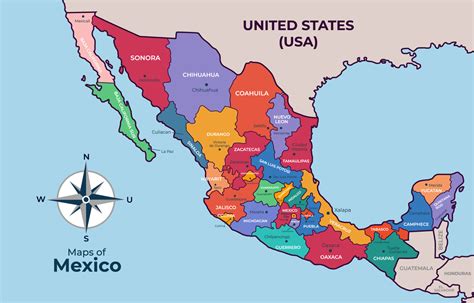 Country Map of Mexico 21159975 Vector Art at Vecteezy