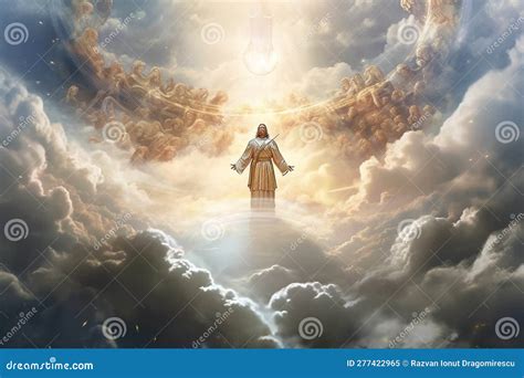 God in Heaven, Surrounded by Clouds and Rays of Light. the Artwork Captures the Majesty and ...