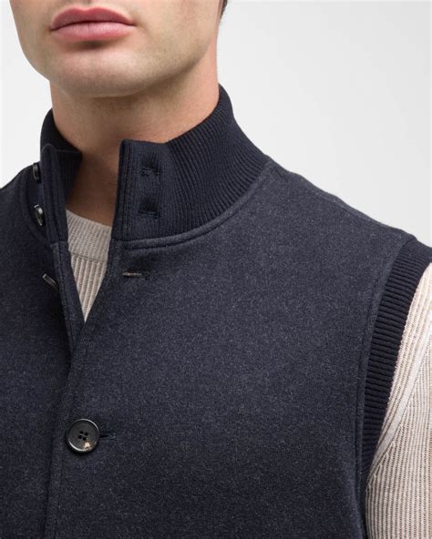 Loro Piana Men's Cashmere Button-Up Vest | Neiman Marcus
