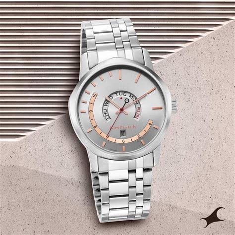 Buy Online Fastrack Exuberant Quartz Analog with Day and Date Silver ...