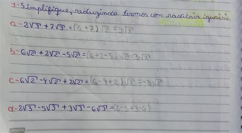 Simplifique, reduzindo termos com radicais iguais: - brainly.com.br