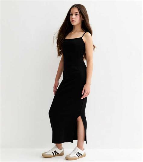 Girls Black Ruched Jersey Maxi Dress | New Look