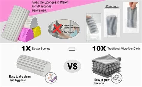 TIXDREEM ack Damp Clean Duster, Dust Cleaning Sponge, Reusable Dusters ...