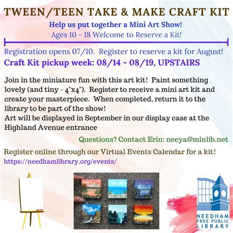 08/14/2023 | Take and Make Craft Pick-Up : Miniature Art Show for Ages ...