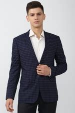 Buy Men Navy Check Slim Fit Formal Blazer Online - 776293 | Van Heusen
