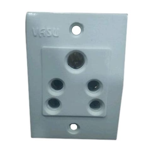 Vasu Vega 6 Amp 5 Pin Electric Socket 3 Phase 240 V (White) Pack of 10 ...