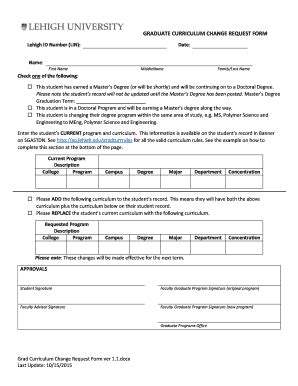 Fillable Online GRADUATE CURRICULUM CHANGE REQUEST FORM Fax Email Print ...