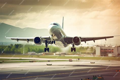 Premium Photo | Commercial plane is taking off with cityscape background Modern and fastest mode ...