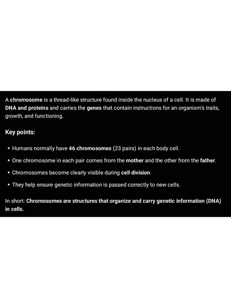 Biology 101: Understanding Chromosomes and Genetic Information - Studocu