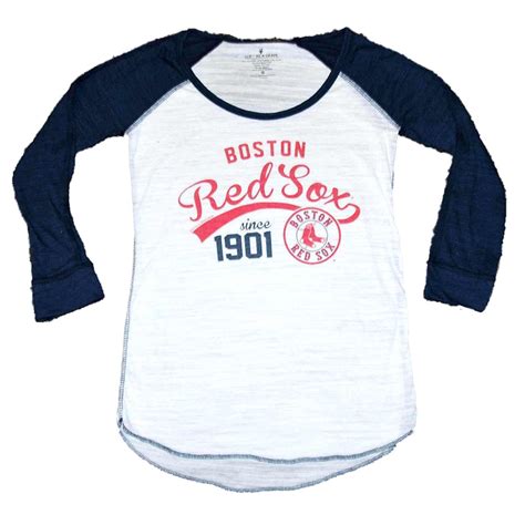 Boston Red Sox SAAG Women White Navy 3/4 Sleeved Tri-Blend T-Shirt ...