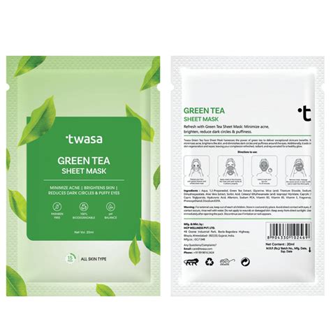Buy Green Tea Sheet Mask Online in India | Shop for Glow – Twasa Cosmetics