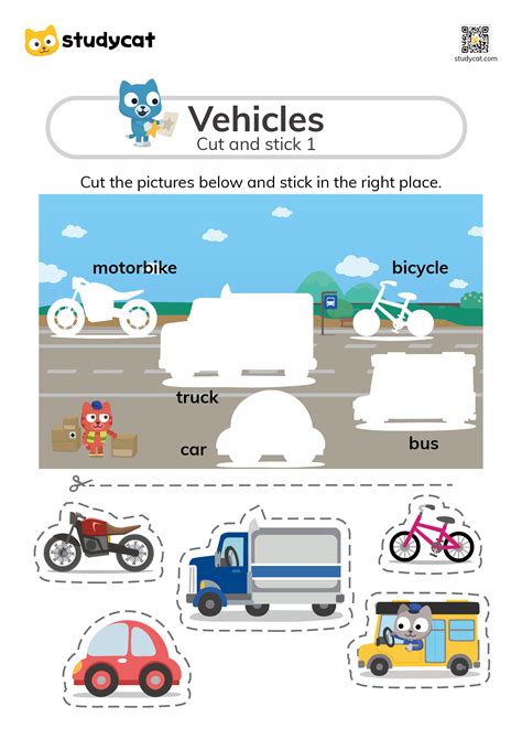 Free Cut-and-Stick Vehicles Worksheet for Kids 🚲🛻🚐🚗 in 2025 | Preschool ...