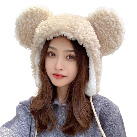 Holzlrgus Faux Fur Hat with Bear Ear for Women Girls Cute Winter Hat ...