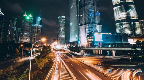 Wallpaper skyscrapers, night city, city lights, architecture ...