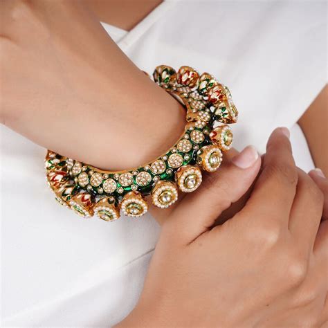 Traditional Bangle Indian Pearl Bangles Gold Finish Brass - Etsy India