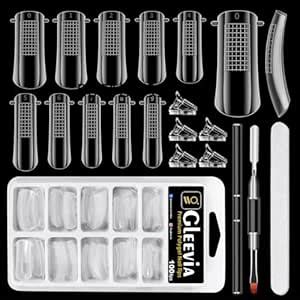 Buy Gleevia Dual Nail Forms Set Clear for Poly Gel Nail 100PCS Nail ...