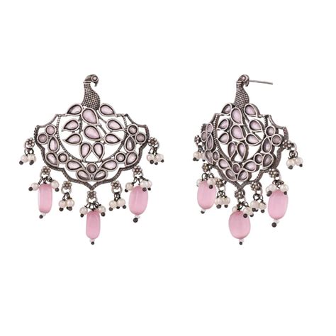 Antique Elegance Faux Pearls And Kundan Adorned Brass Silver Oxidized ...