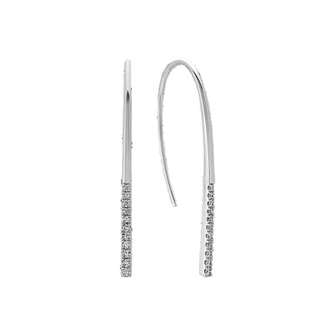 Pave-Set Diamond Threader Earrings | Shane Co.