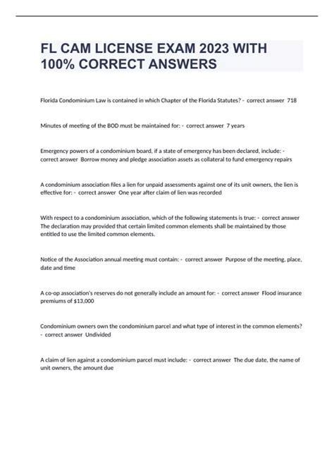 FL CAM license exam 2023 with 100% correct answers - Florida CAM ...