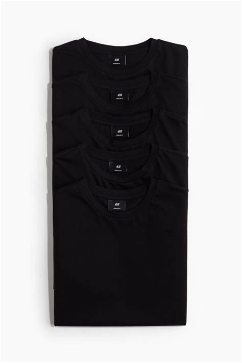 5-pack Regular Fit T-shirts - Black - Men | H&M IN