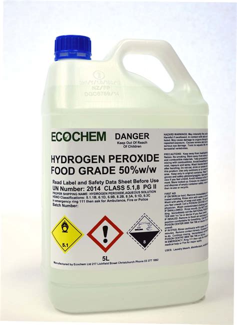 Hydrogen Peroxide 50% - Food Grade - Ecochem Limited