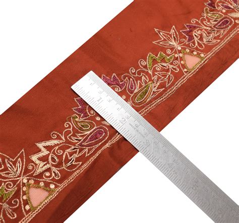 Sushila Vintage Rust Saree Border Indian Craft Sewing Trim Embroidered