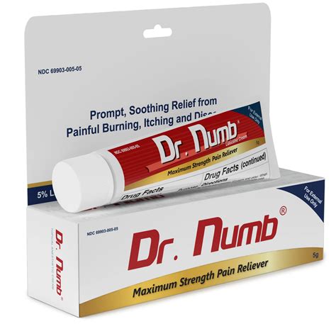 Buy Dr. Numb 5% Lidocaine Topical Anesthetic Numbing Cream - 5g ...