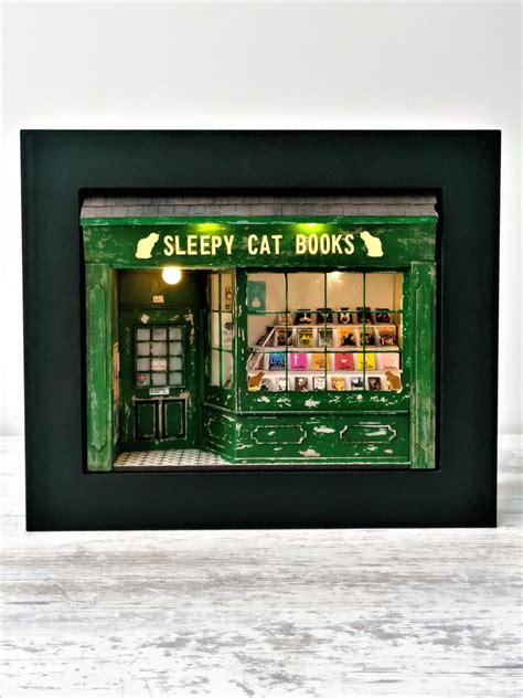 SLEEPY CAT BOOKS/ Dollhouse, Miniature House Diorama Booknook - Etsy