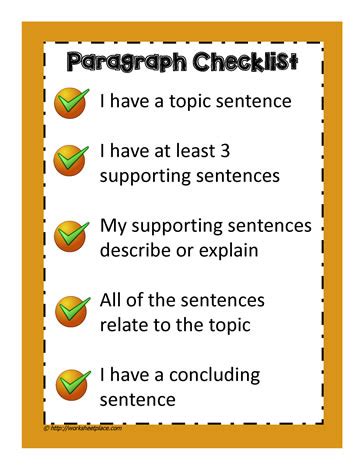 Image result for Paragraph Writing Checklist