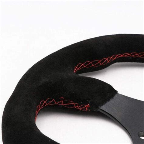 AutoTrends Universal 13inch Auto Racing Flat Red Suede Leather Drift ...