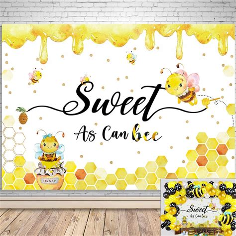 Sweet As Can Bee Decorations Backdrop, Cute Bee Hexagon Beehive ...