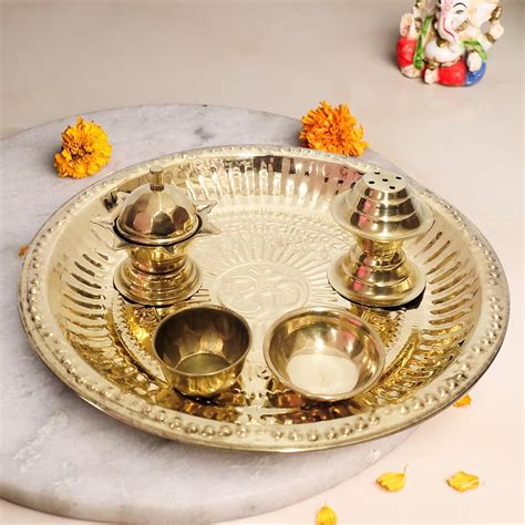 TIED RIBBONS Pooja Thali Set with Diya Agarbatti Roli Chawal (Akshat ...