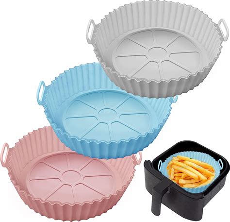Amazon.com: UOUYOO Air Fryer Silicone Pot,3 pack Air Fryer Silicone ...