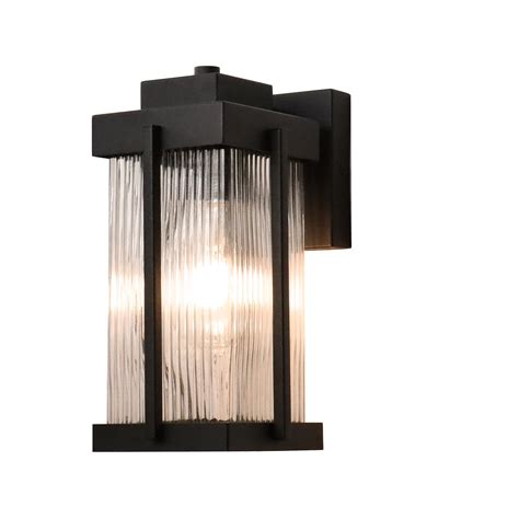Buy MONKFISH Modern Simple Black Outdoor Wall Light with Striped Cyan ...