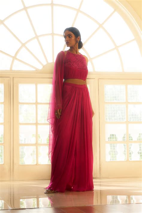 Shop Harriet Lehenga Set – Hot Pink Embellished Skirt | Parshya